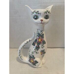 Vintage Japanese Ceramic Cat Spill Vase 10"